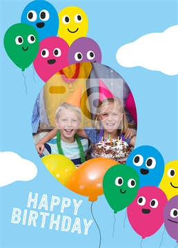 Say happy birthday to a young one or just a balloon fanatic with this photo upload card designed at Scribbler.